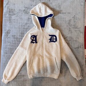 Gray Hoodie with Blue Accents